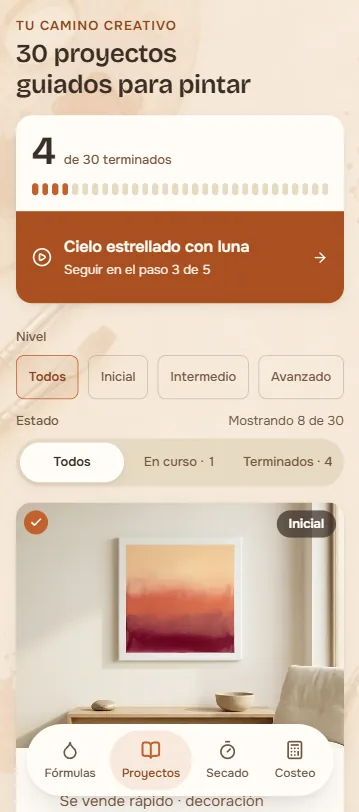 30 proyectos guiados, con tu progreso guardado